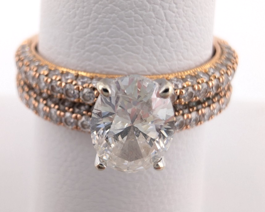 Neil Lane 14k Rose Gold 0.8 Oval 1.3 ctw Diamonds Ring Set OAK597 - Image 3