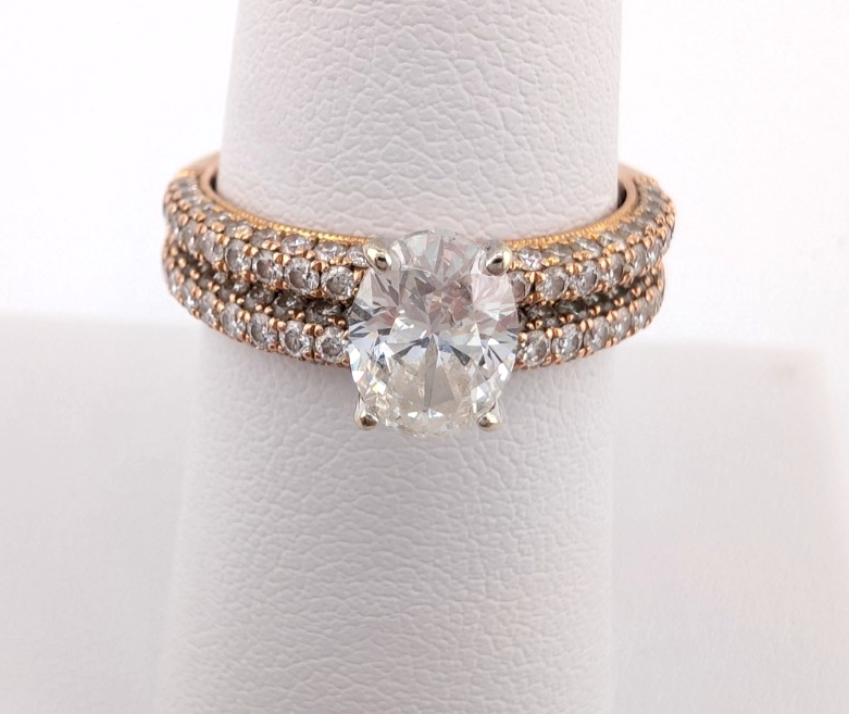 Neil Lane 14k Rose Gold 0.8 Oval 1.3 ctw Diamonds Ring Set OAK597 - Image 5