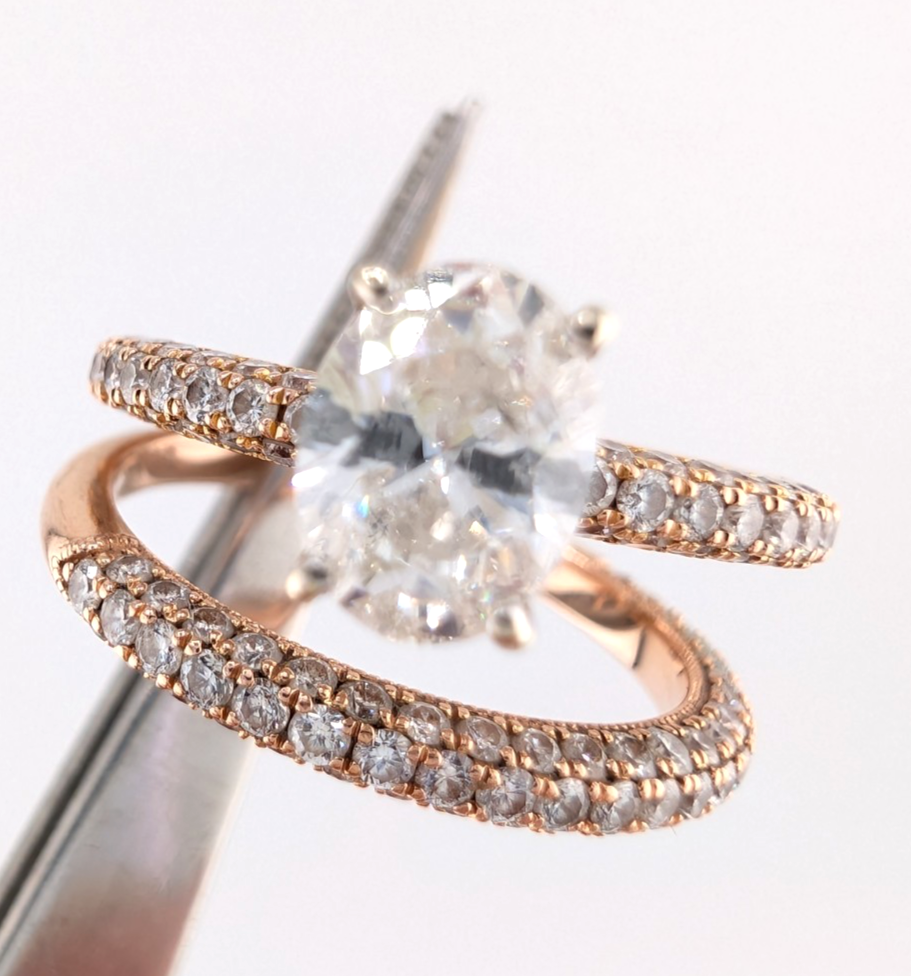 Neil Lane 14k Rose Gold 0.8 Oval 1.3 ctw Diamonds Ring Set OAK597 - Image 14