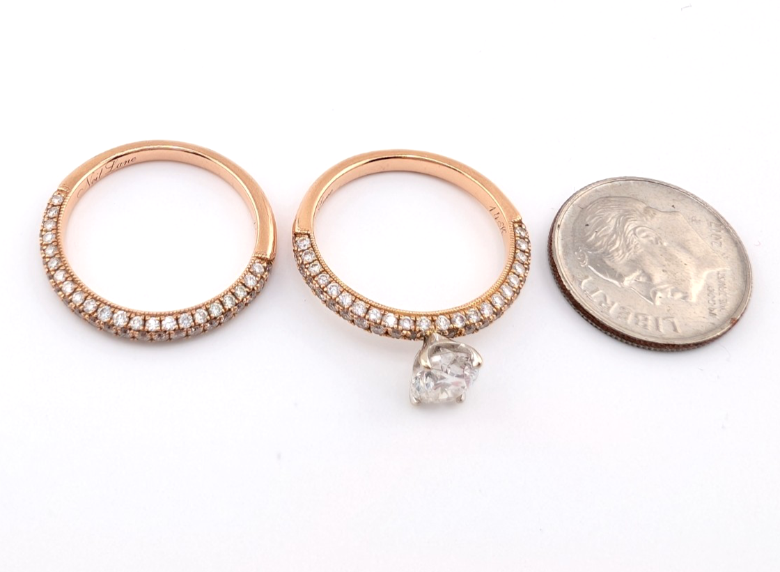 Neil Lane 14k Rose Gold 0.8 Oval 1.3 ctw Diamonds Ring Set OAK597 - Image 15