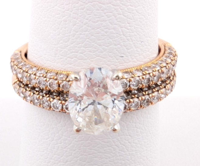 Neil Lane 14k Rose Gold 0.8 Oval 1.3 ctw Diamonds Ring Set OAK597 - Image 16