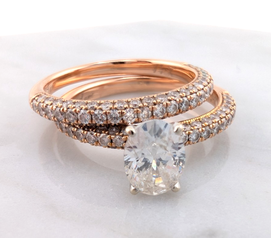 Neil Lane 14k Rose Gold 0.8 Oval 1.3 ctw Diamonds Ring Set OAK597 - Image 18