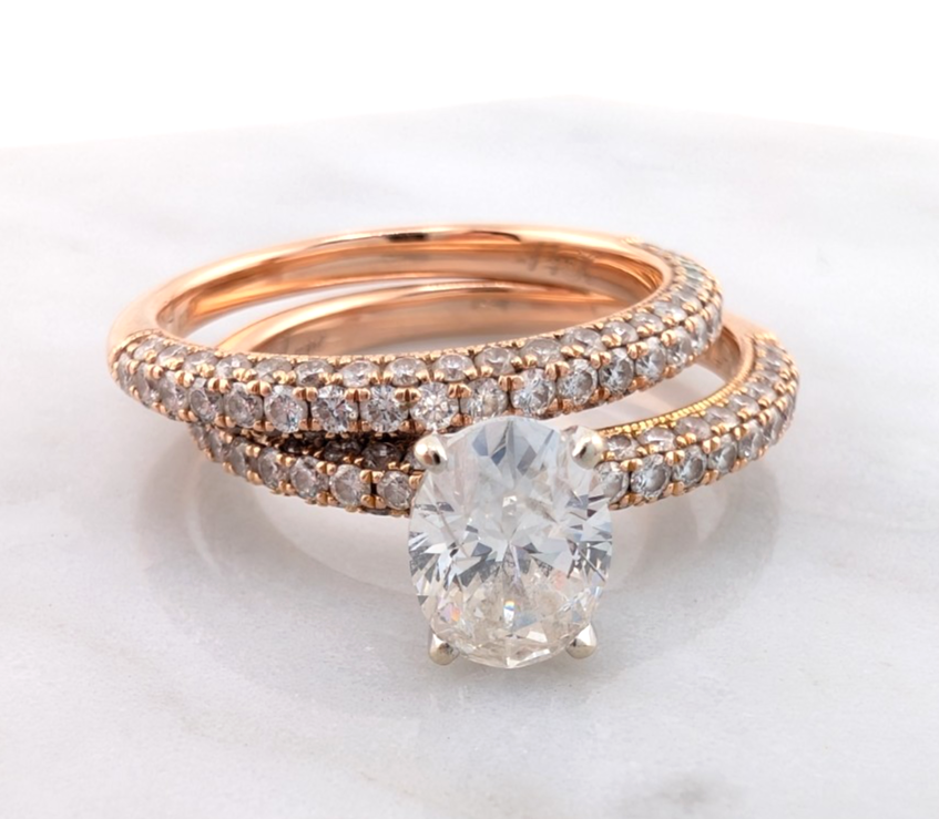 Neil Lane 14k Rose Gold 0.8 Oval 1.3 ctw Diamonds Ring Set OAK597 - Image 20