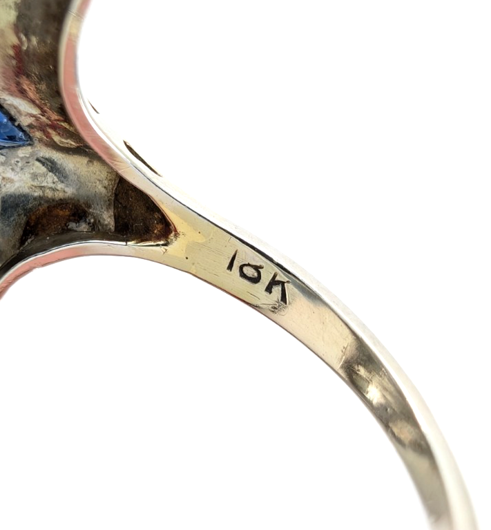 Vintage 14K White Gold .25ctw Diamond & Sapphire Ring P1008-Oak396 - Image 3