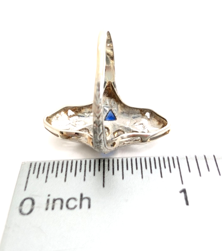 Vintage 14K White Gold .25ctw Diamond & Sapphire Ring P1008-Oak396 - Image 4