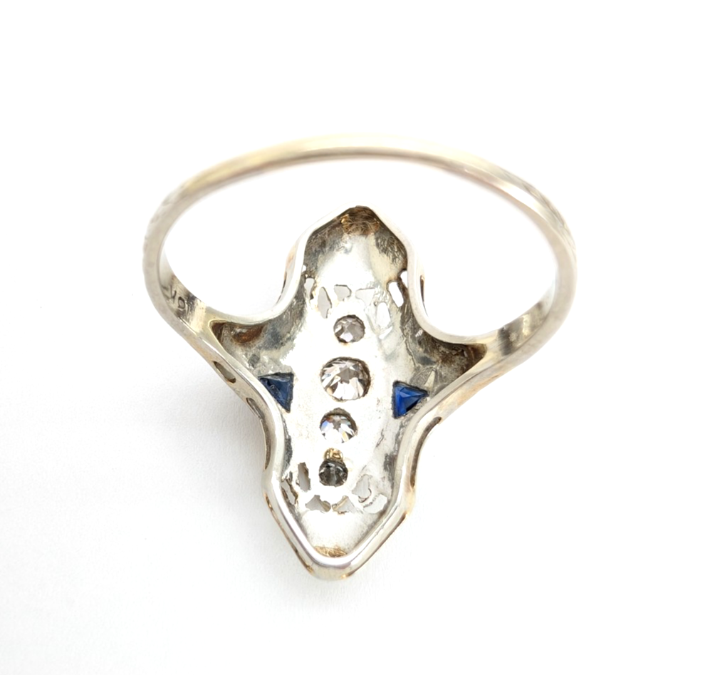 Vintage 14K White Gold .25ctw Diamond & Sapphire Ring P1008-Oak396 - Image 18